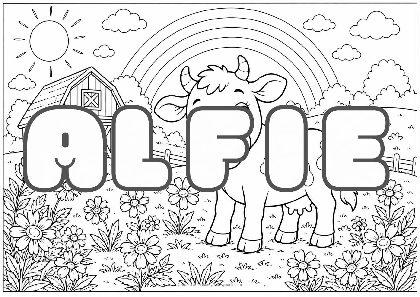 Alfie farm colouring sheet
