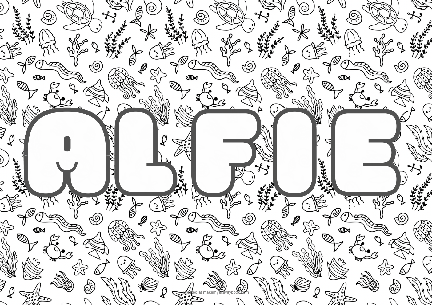 Alfie sea colouring sheet