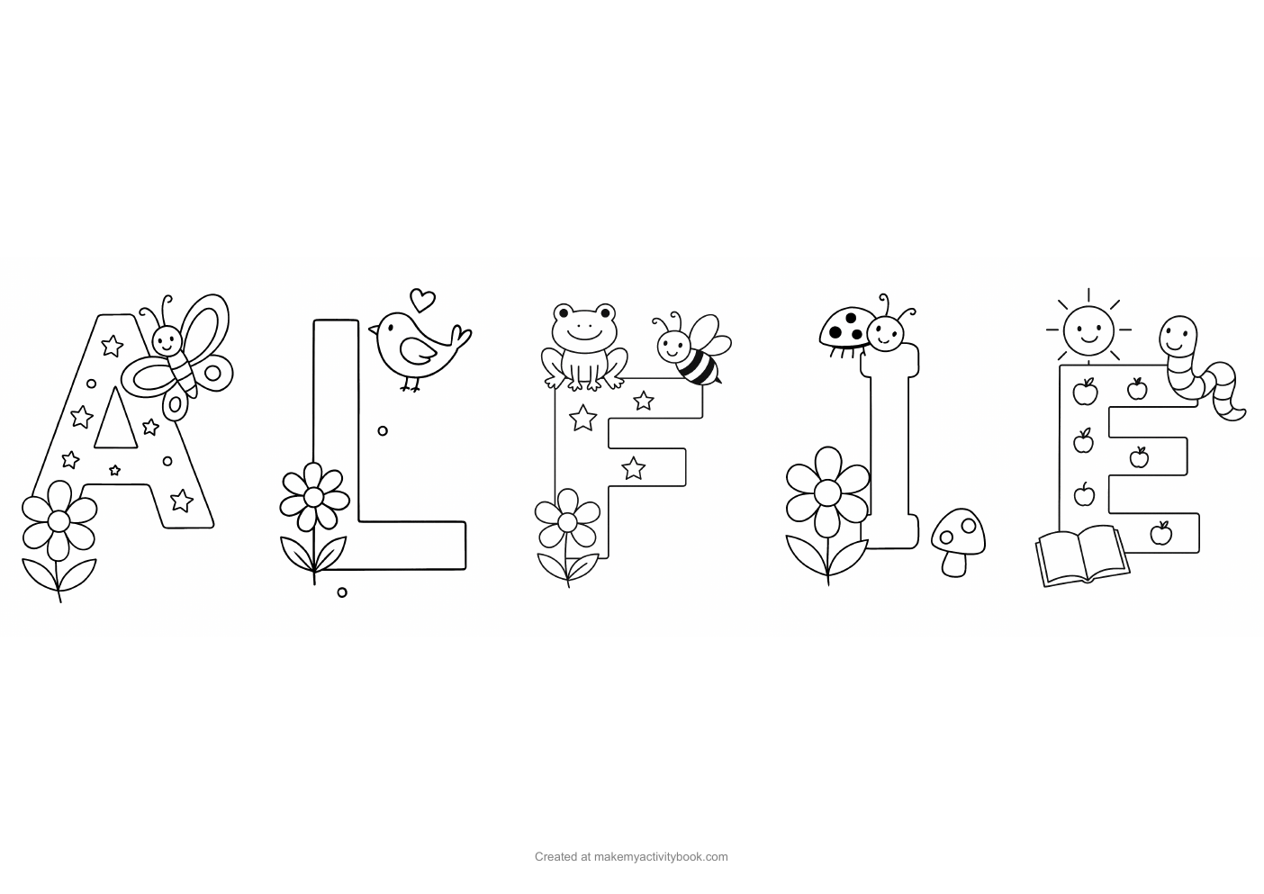 Alfie letters colouring sheet