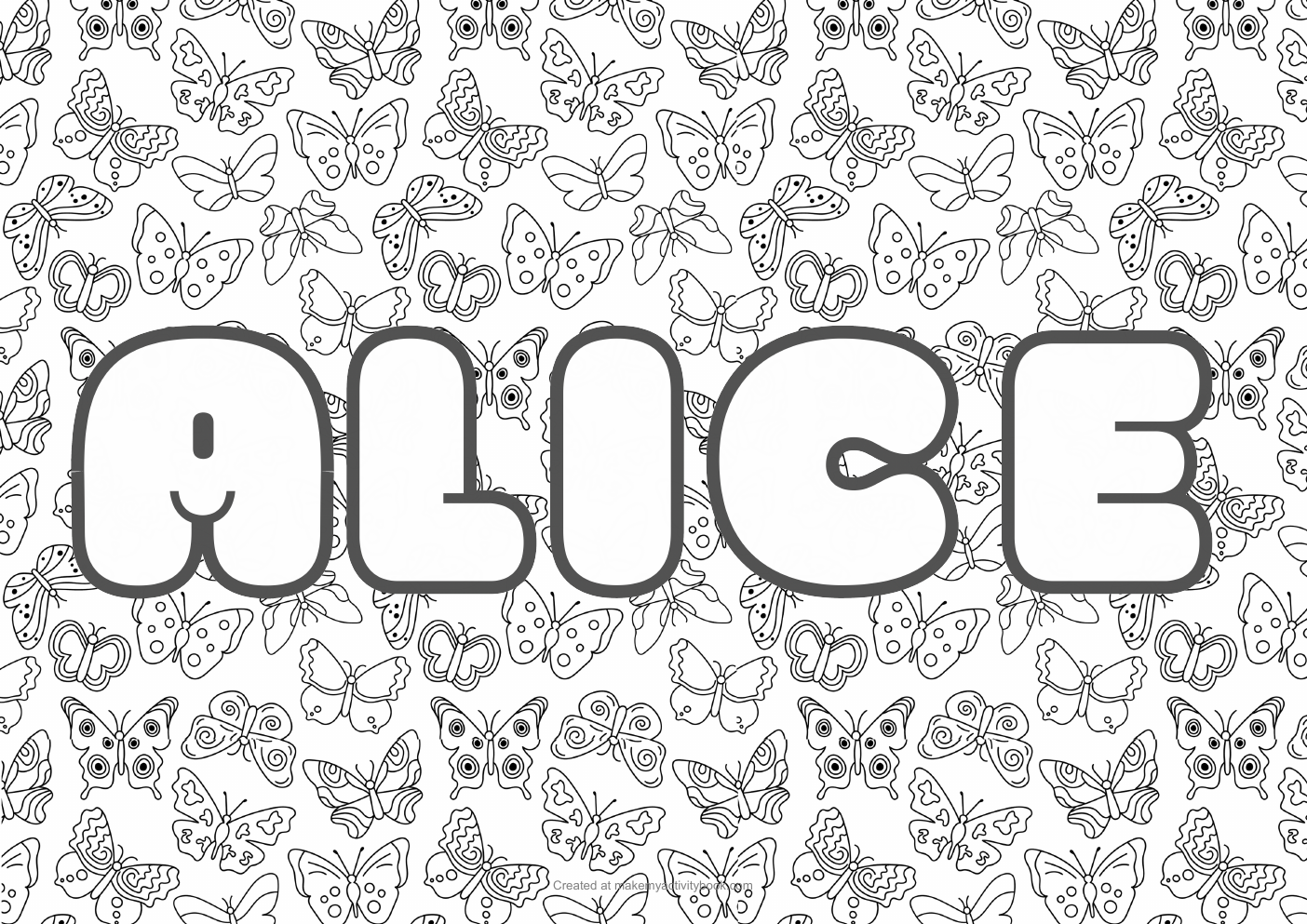 Alice butterflies colouring sheet