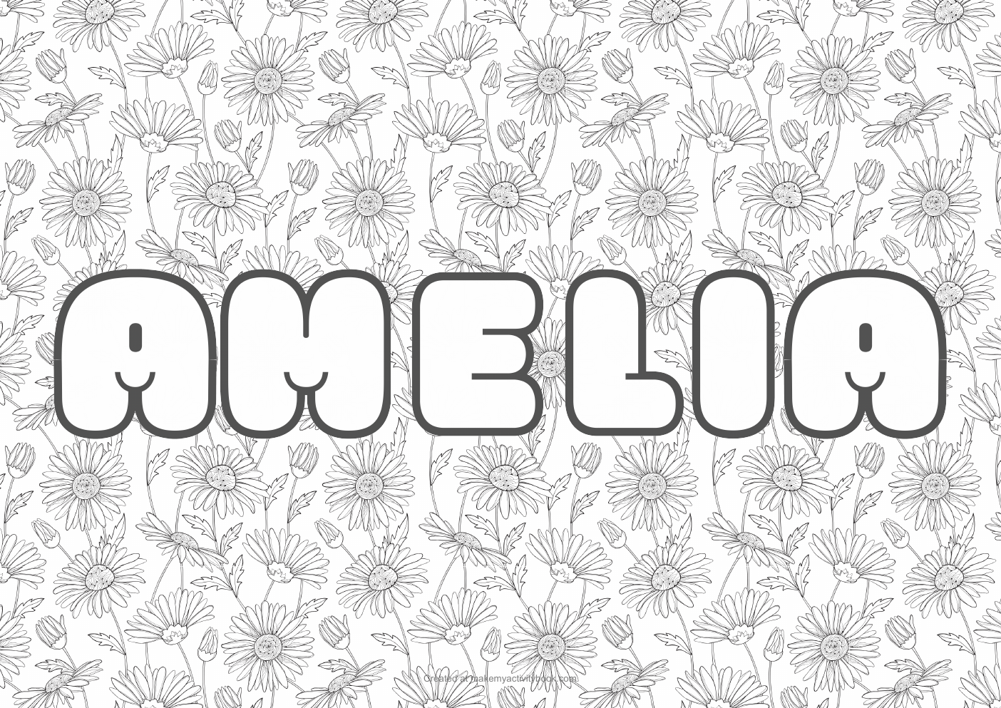 Amelia flowers colouring sheet