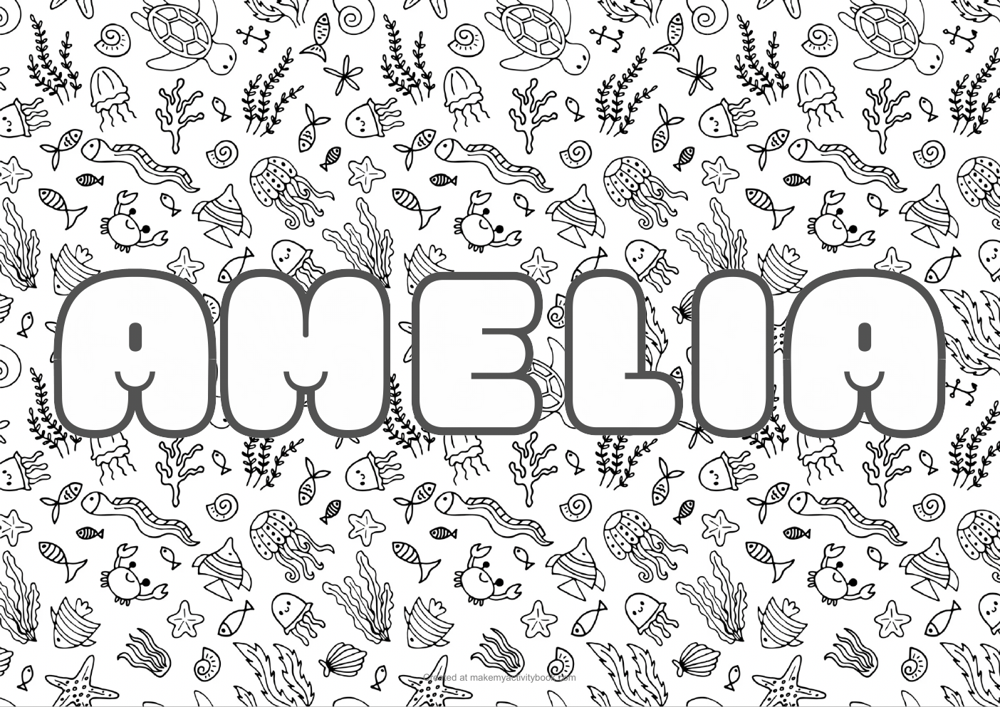 Amelia sea colouring sheet