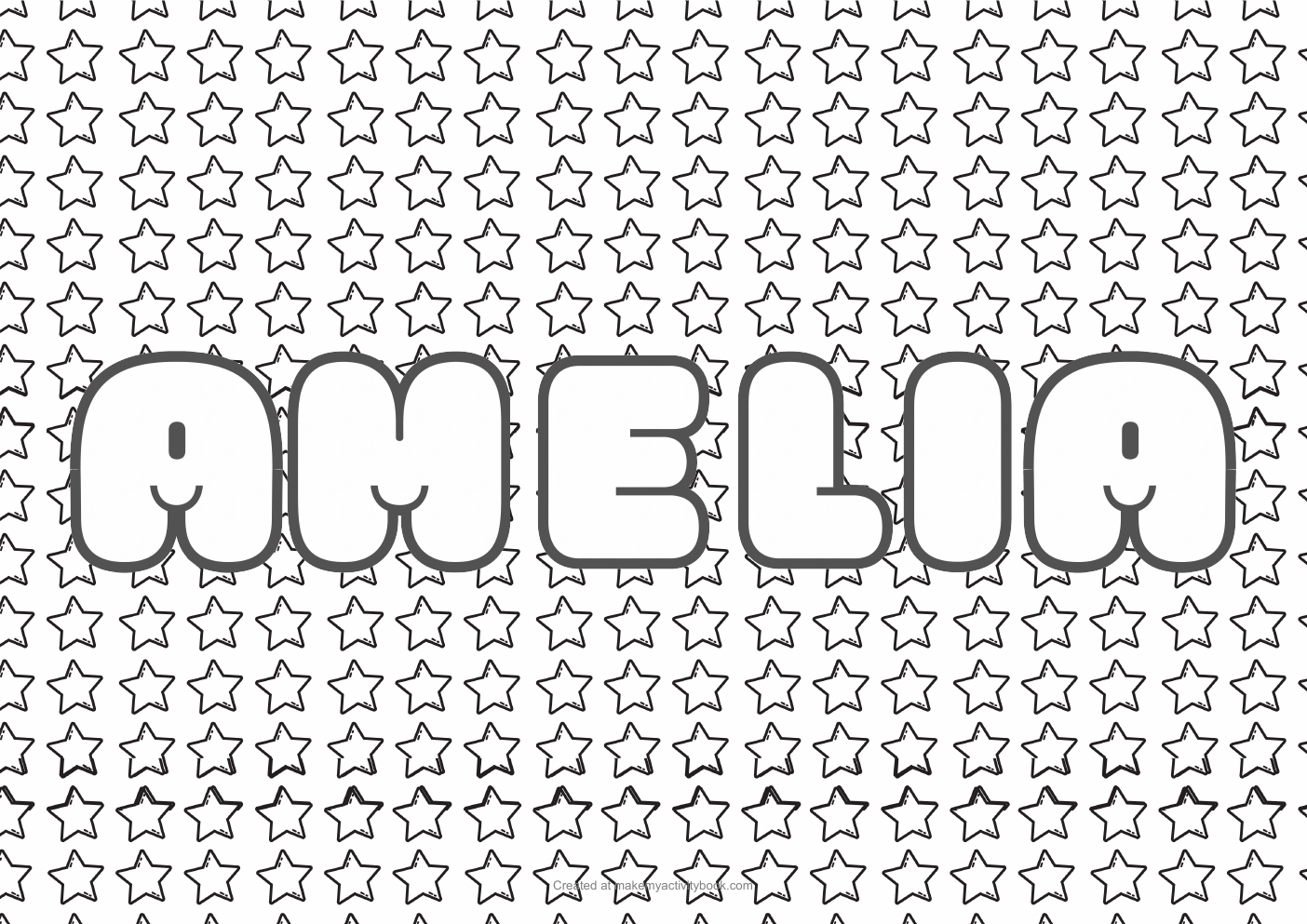 Amelia stars colouring sheet