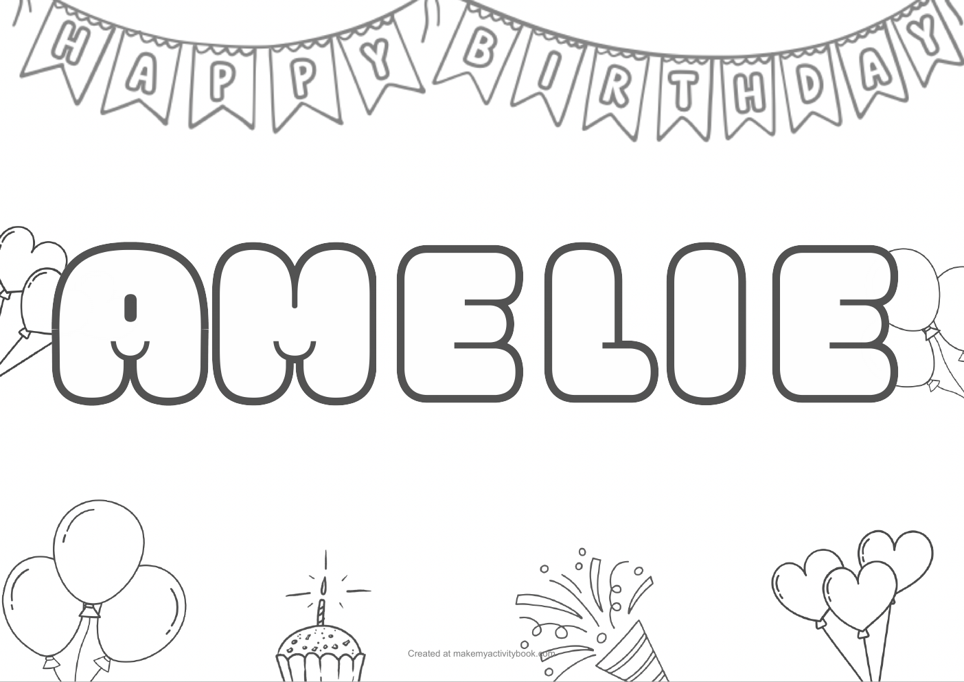 Amelie birthday colouring sheet