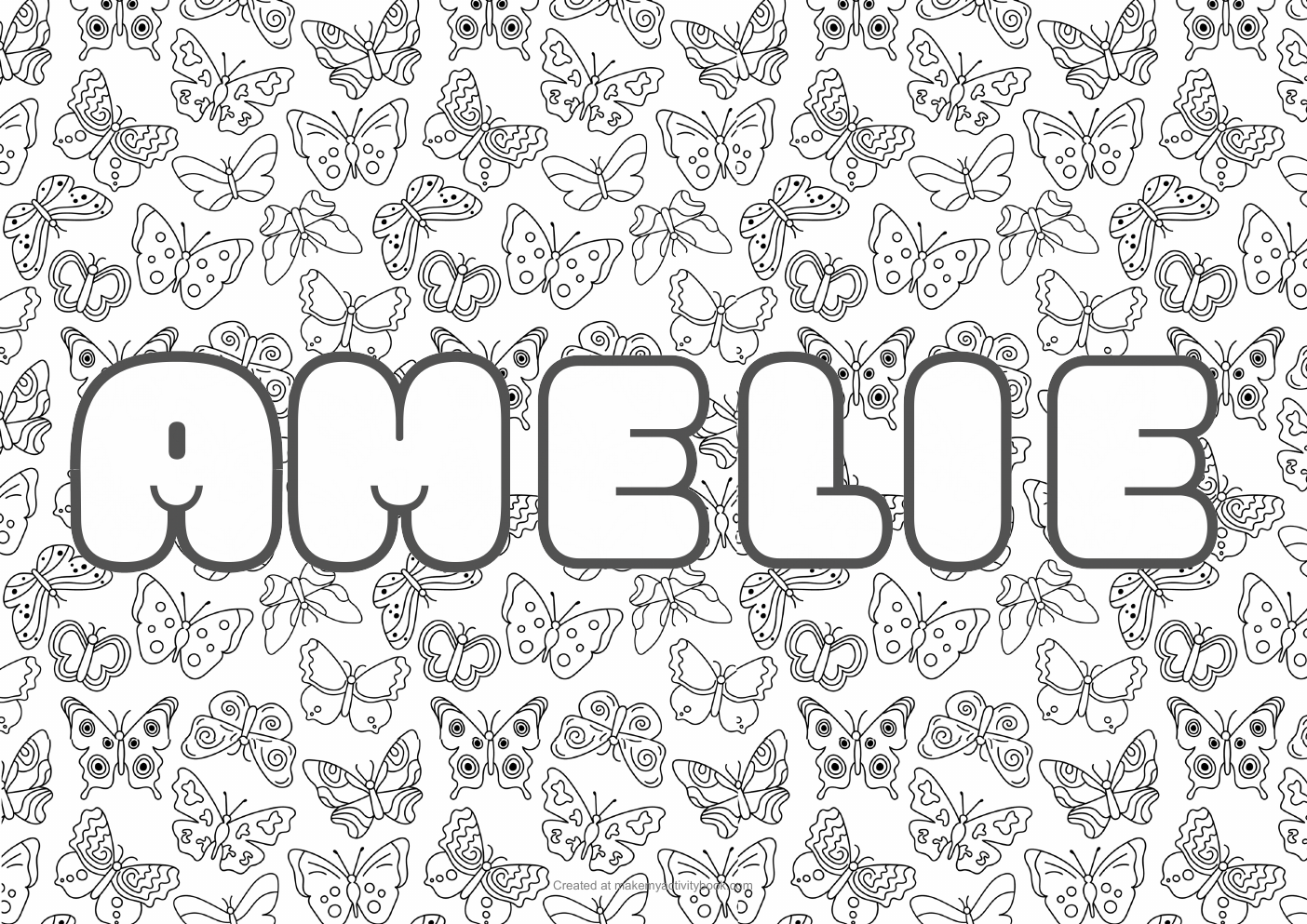 Amelie butterflies colouring sheet