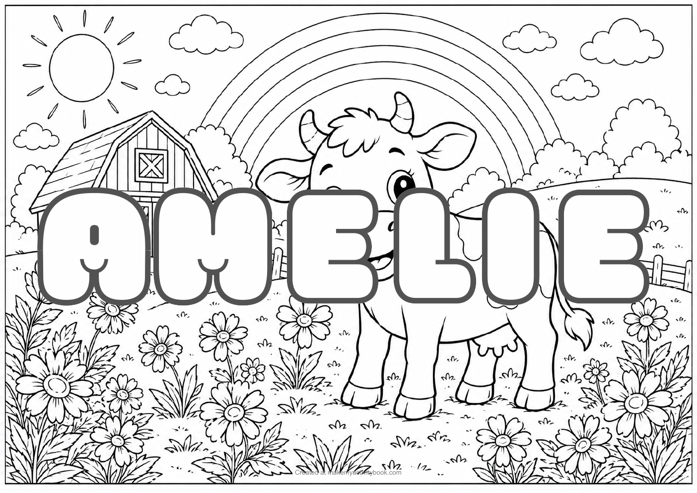 Amelie farm colouring sheet