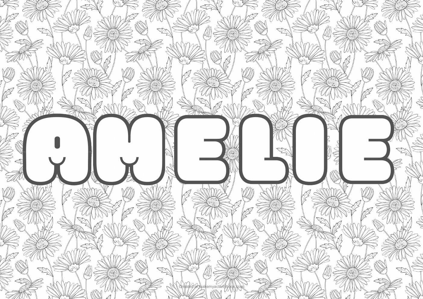 Amelie flowers colouring sheet