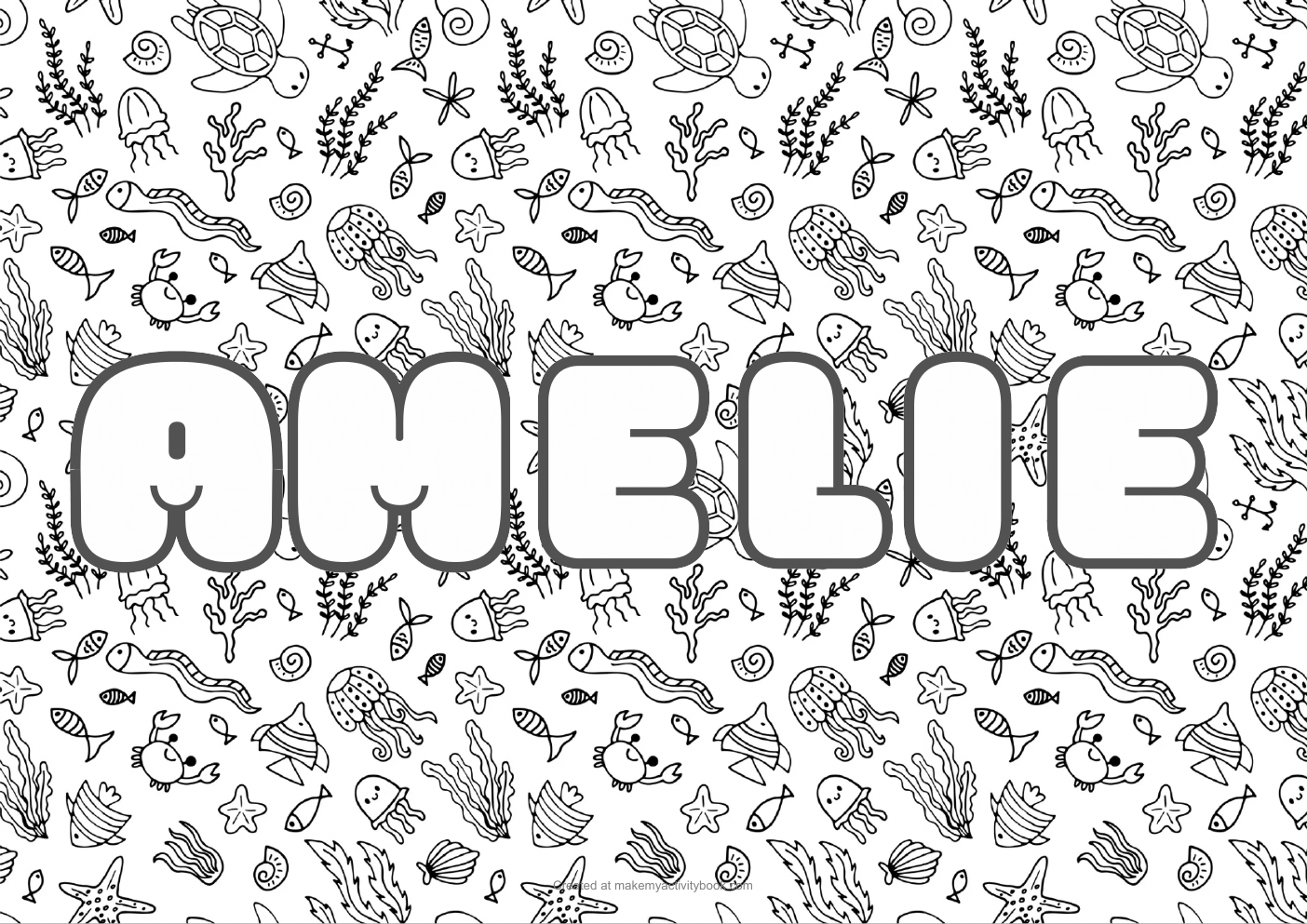 Amelie sea colouring sheet