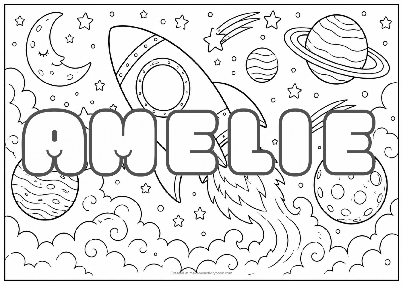 Amelie space colouring sheet
