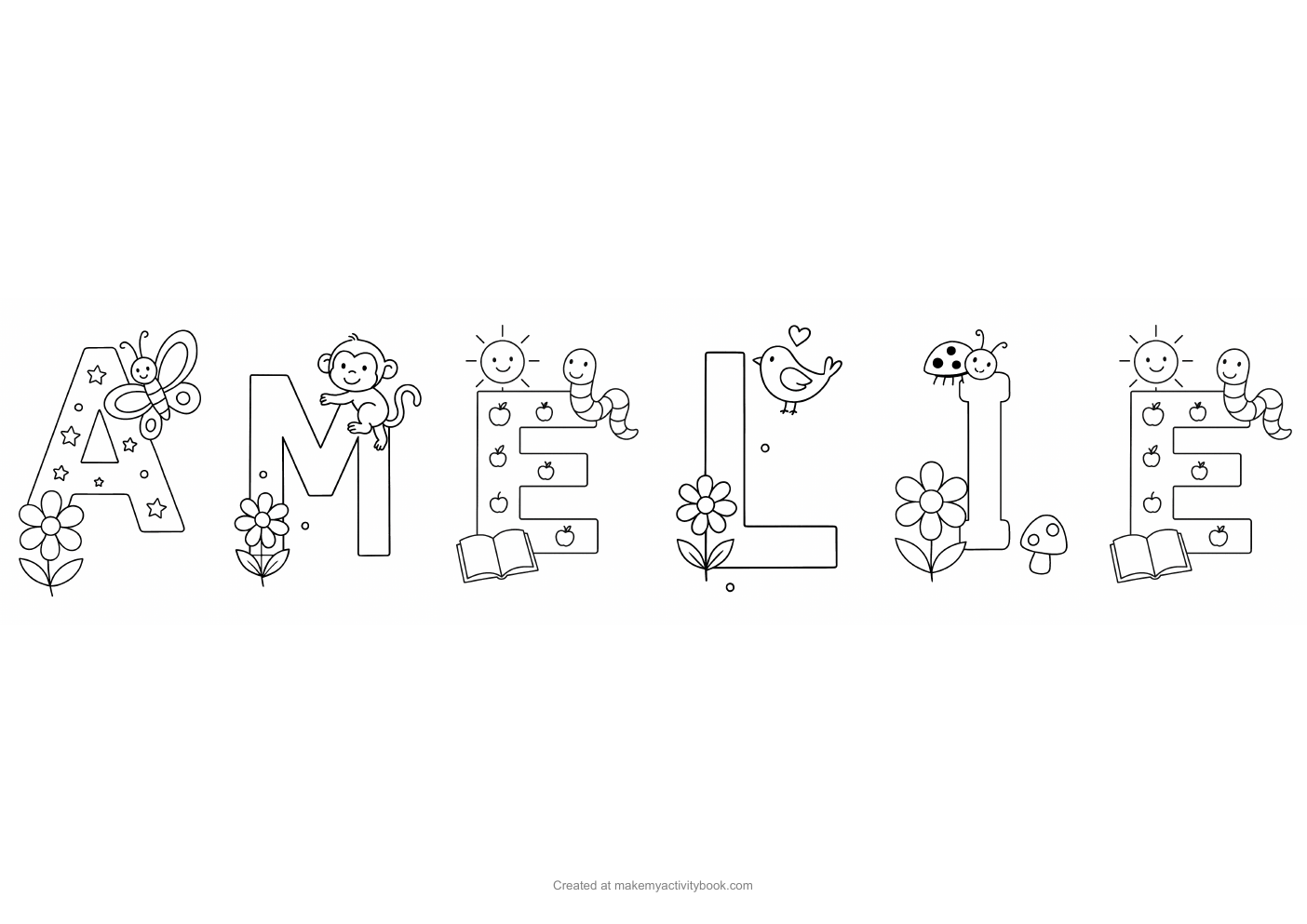 Amelie letters colouring sheet