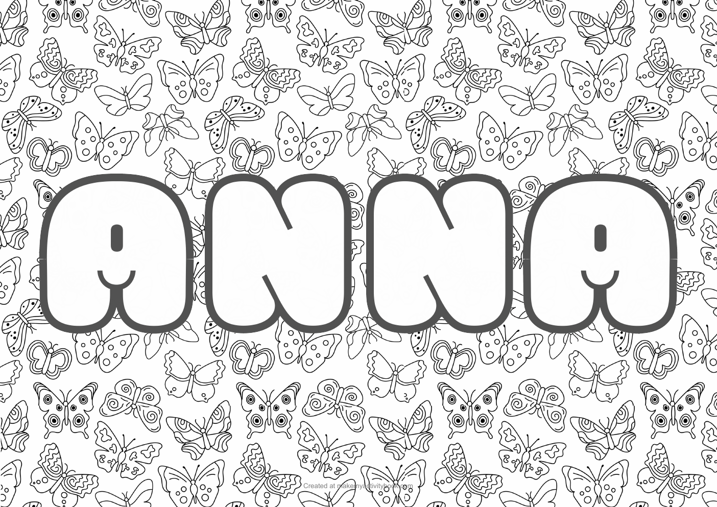 Anna butterflies colouring sheet