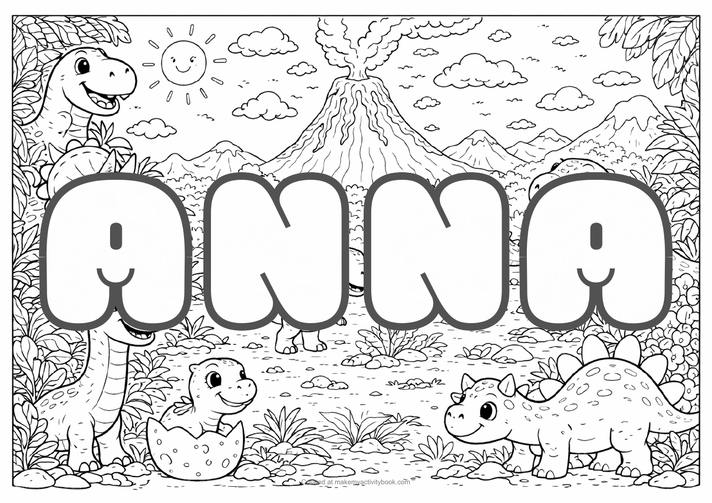Anna dinosaur colouring sheet