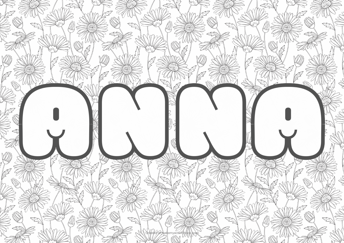 Anna flowers colouring sheet