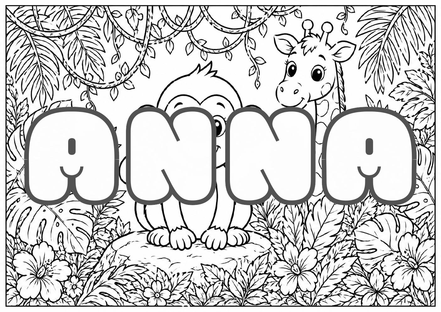 Anna jungle colouring sheet
