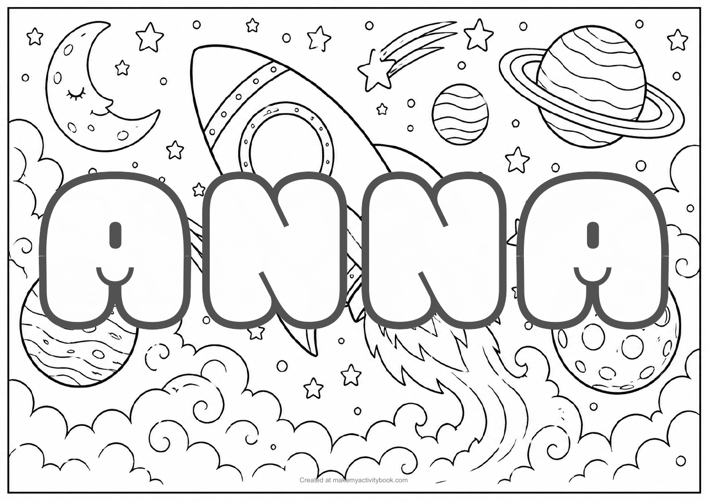 Anna space colouring sheet
