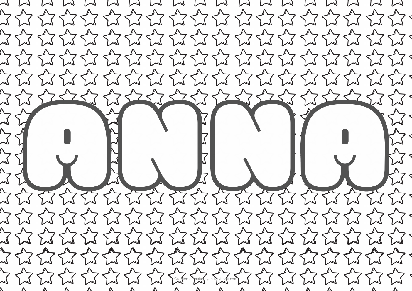 Anna Bubble letters — Stars border colouring sheet
