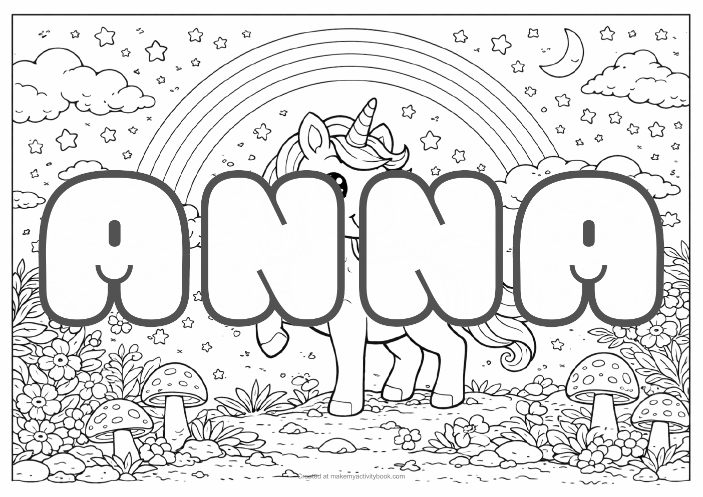 Anna unicorn colouring sheet