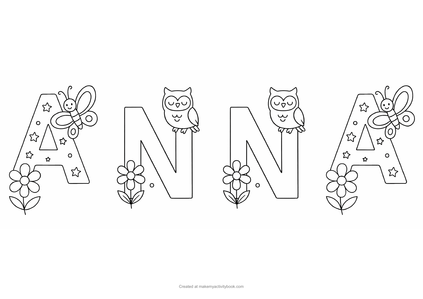 Anna letters colouring sheet