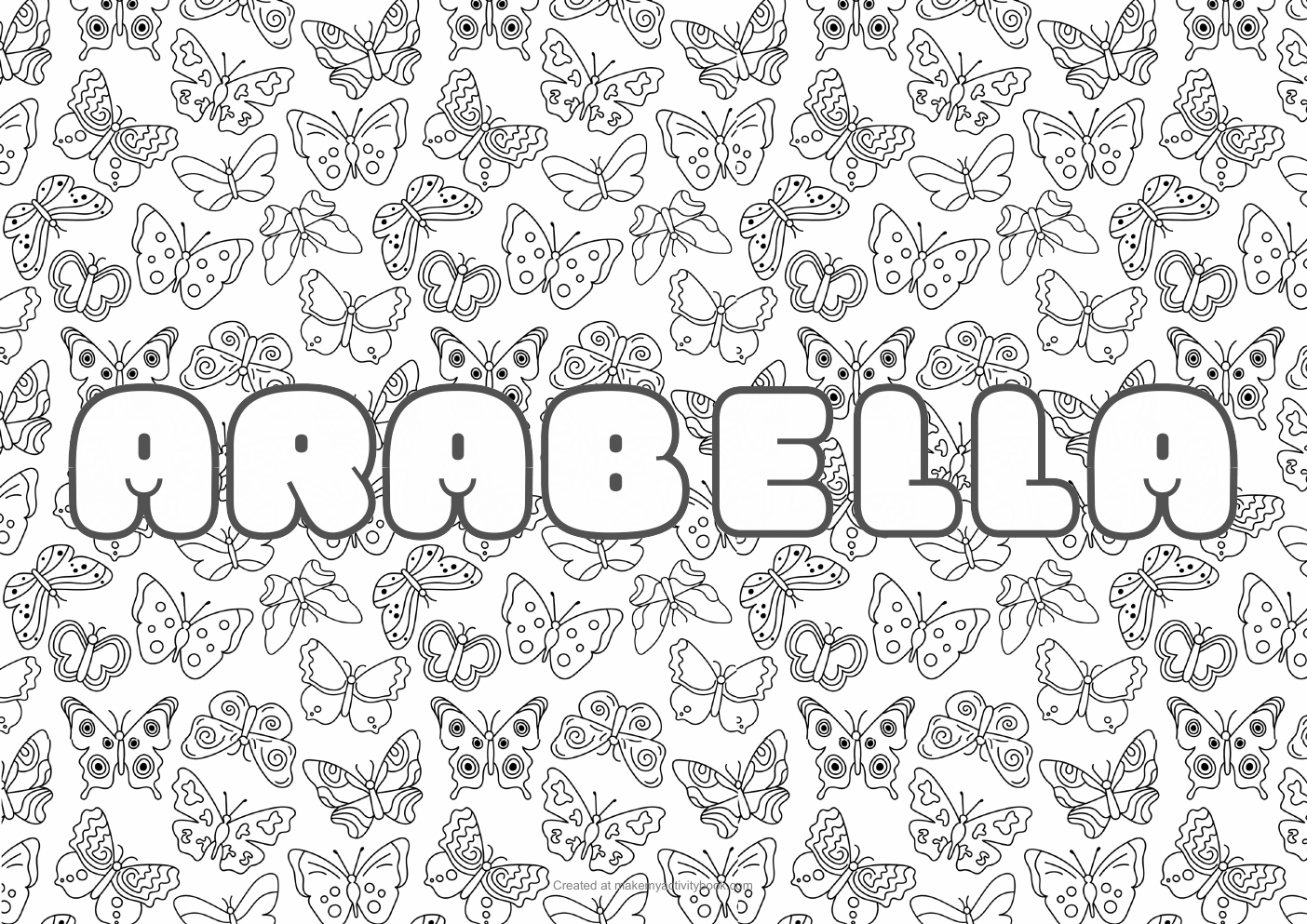 Arabella butterflies colouring sheet