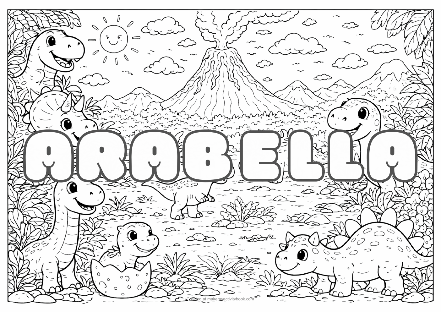 Arabella dinosaur colouring sheet