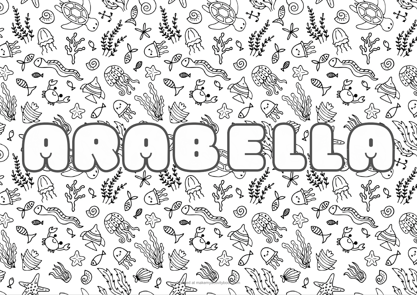 Arabella sea colouring sheet