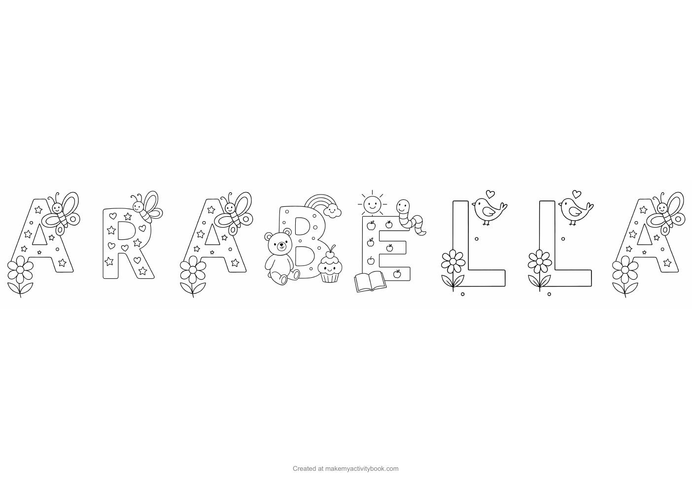 Arabella letters colouring sheet
