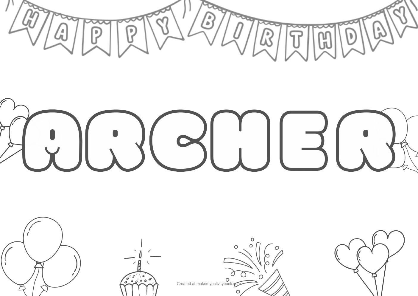 Archer birthday colouring sheet