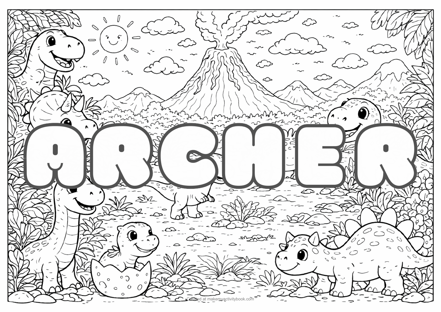 Archer dinosaur colouring sheet