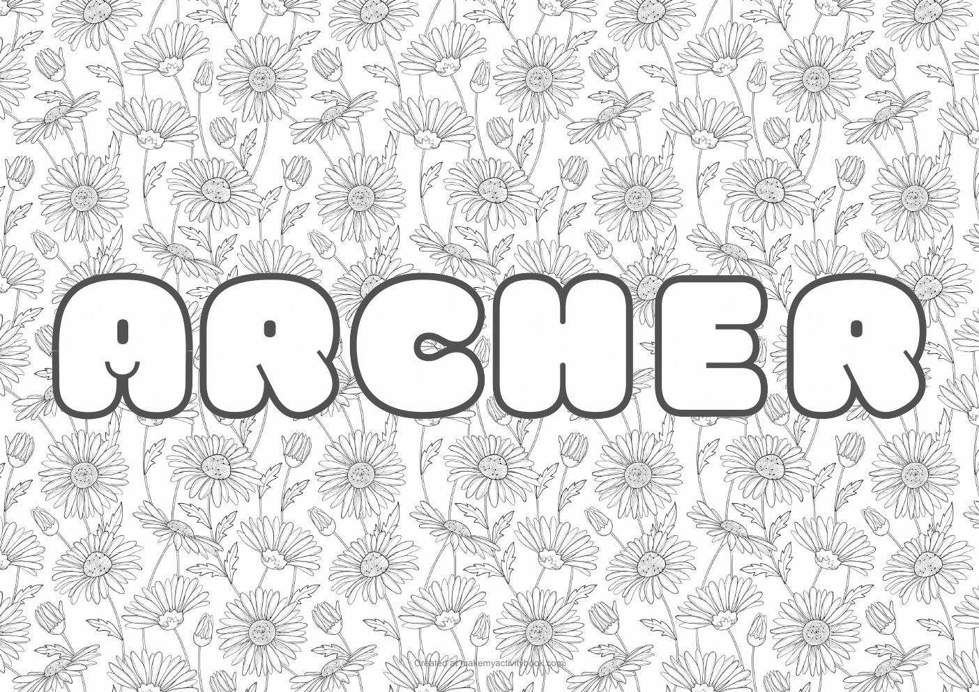 Archer flowers colouring sheet