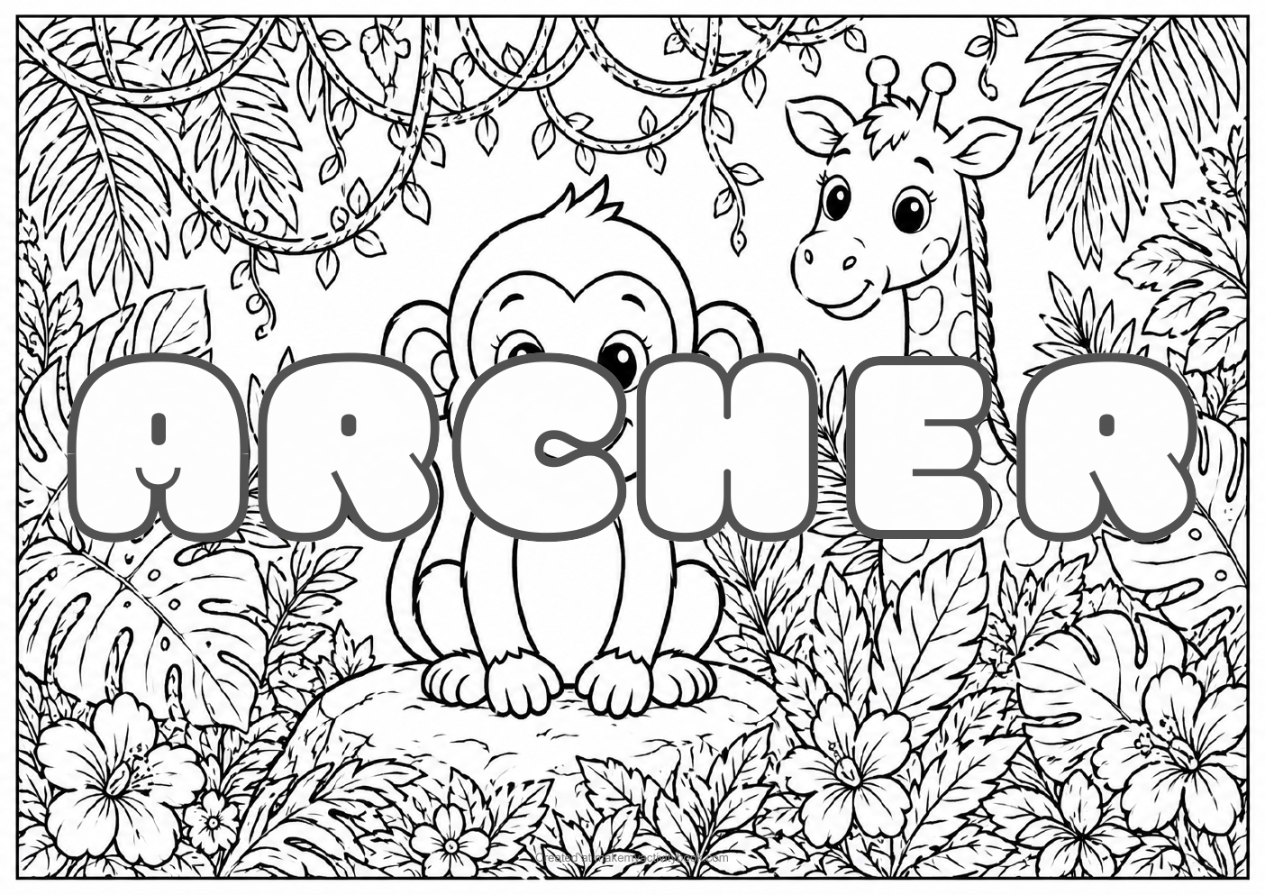Archer jungle colouring sheet