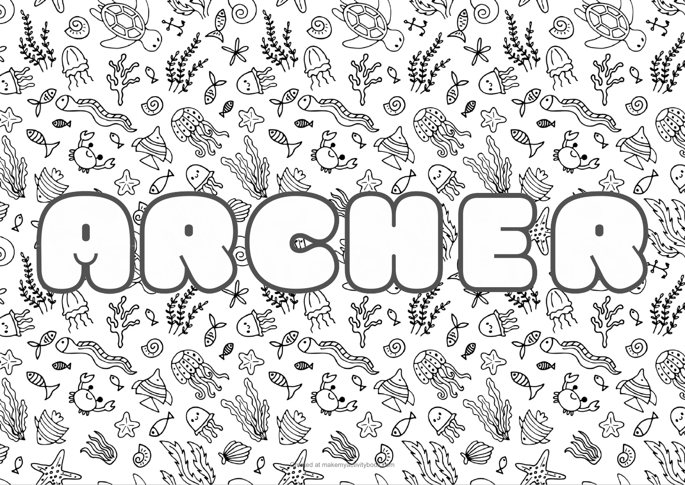 Archer sea colouring sheet