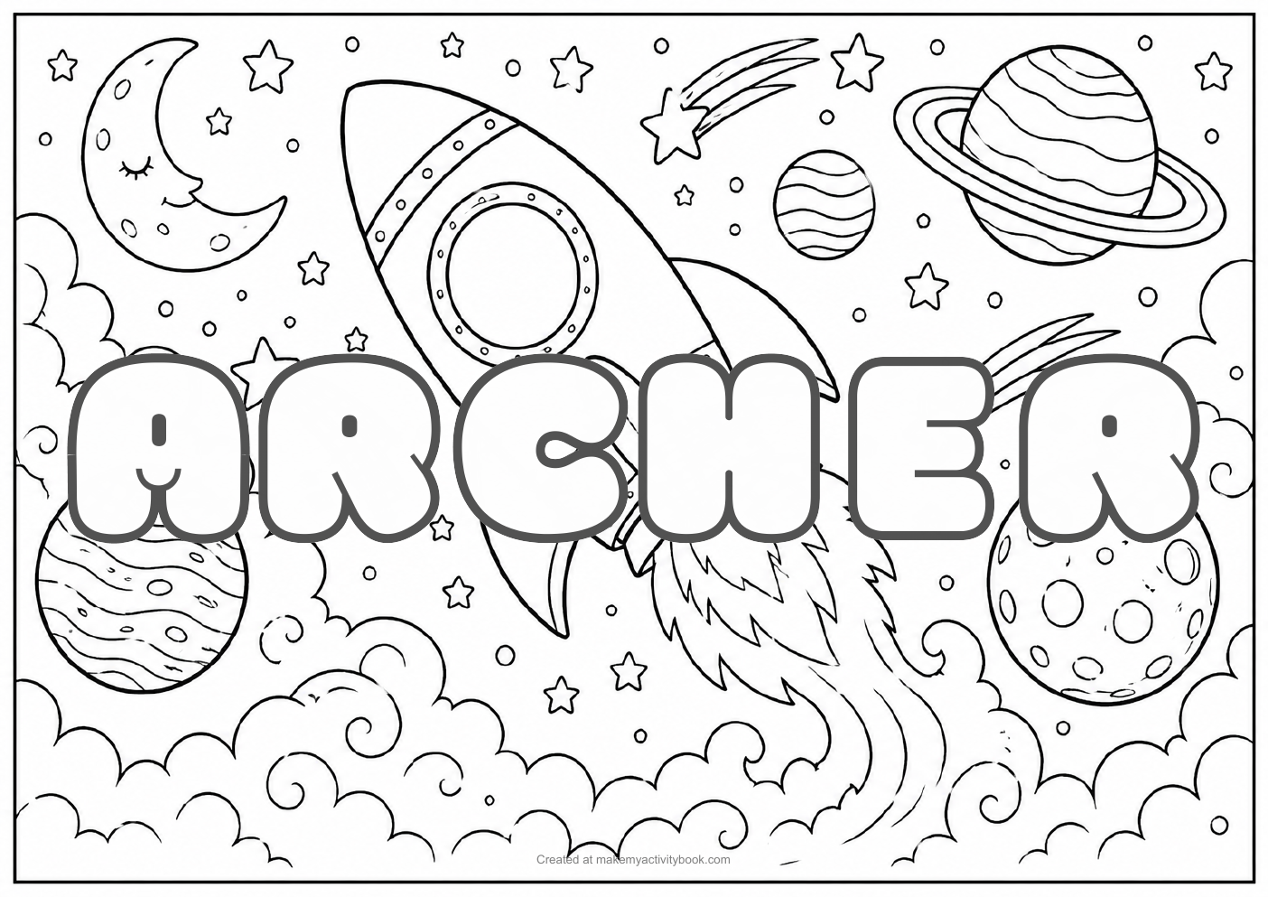 Archer space colouring sheet