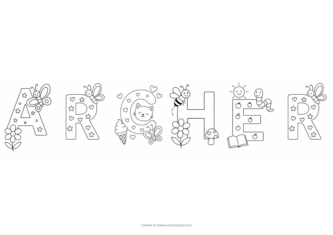 Archer letters colouring sheet