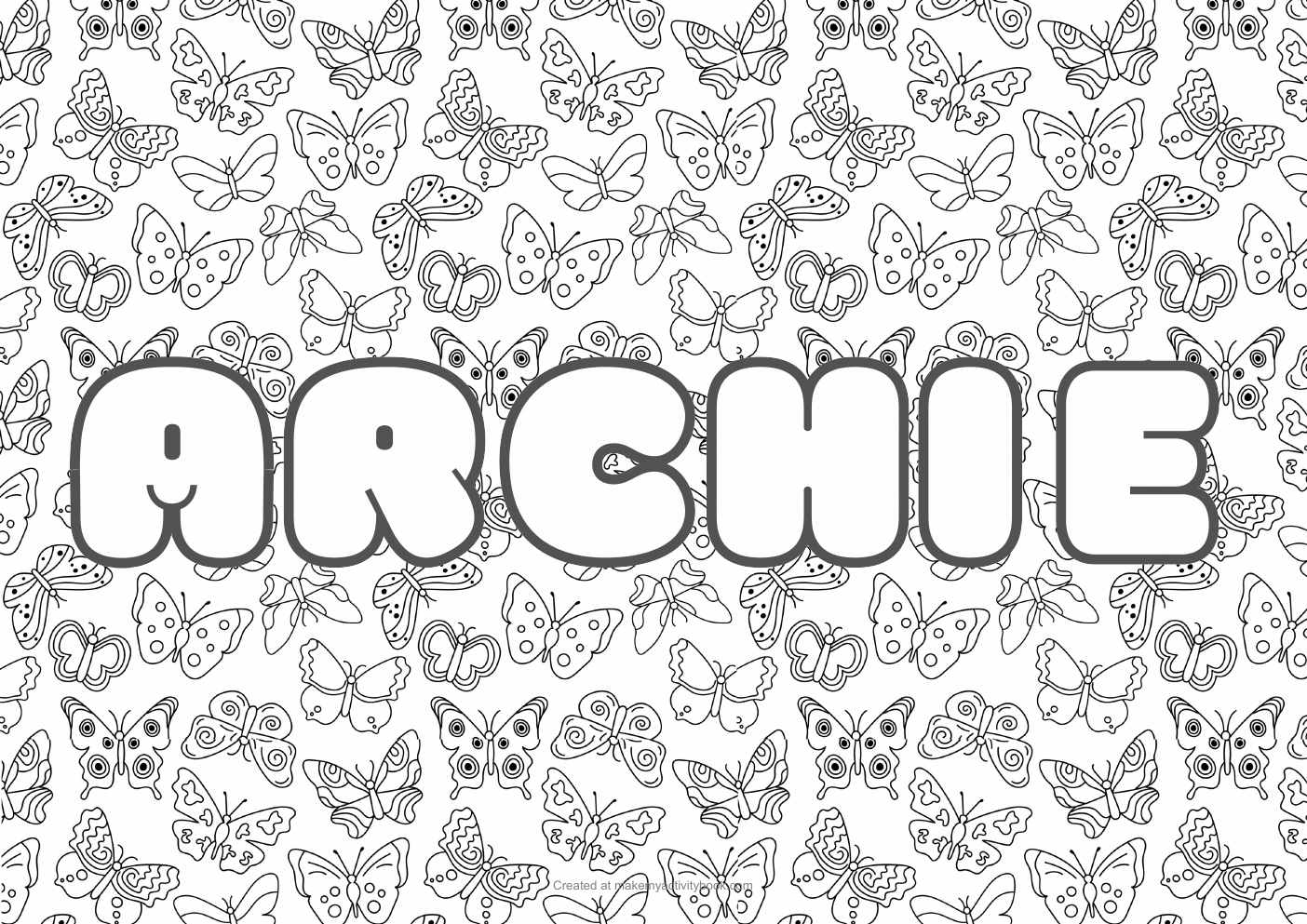 Archie butterflies colouring sheet