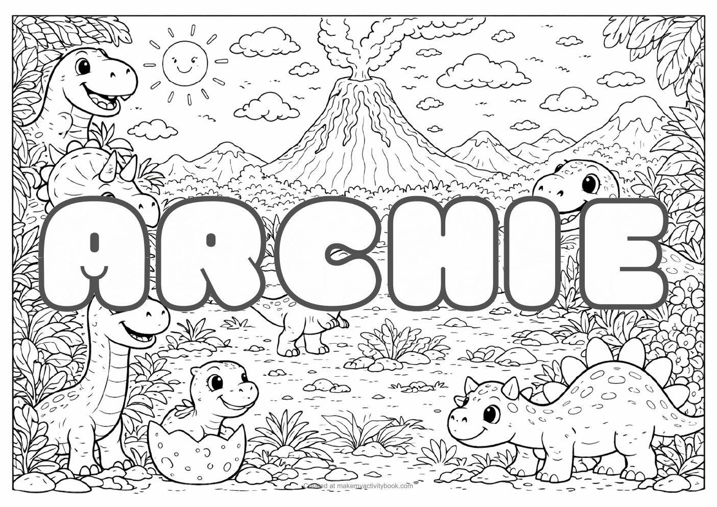 Archie dinosaur colouring sheet
