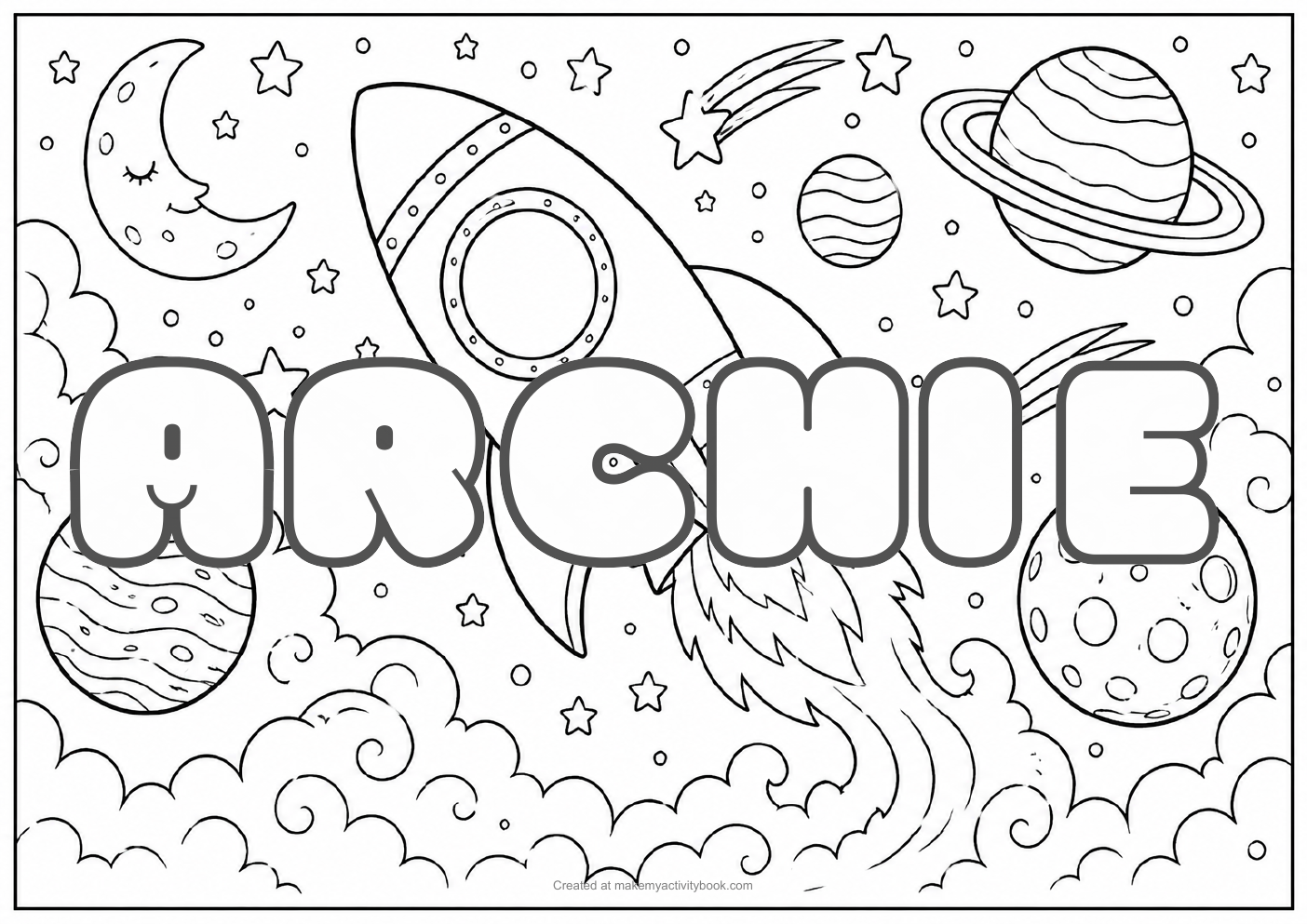 Archie space colouring sheet