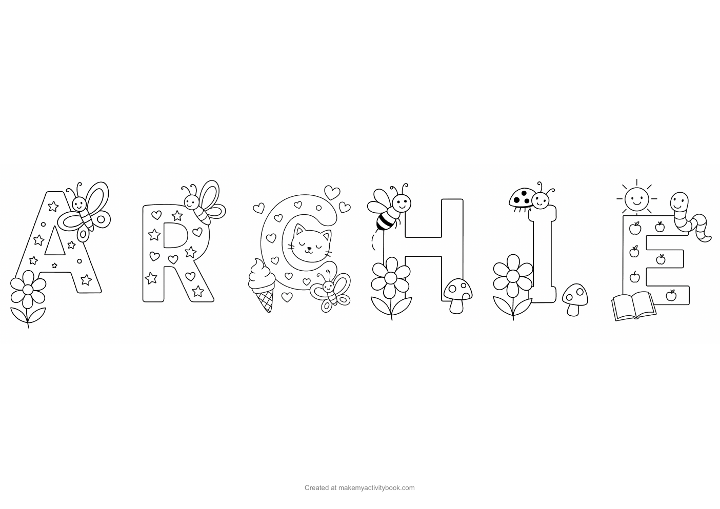 Archie letters colouring sheet