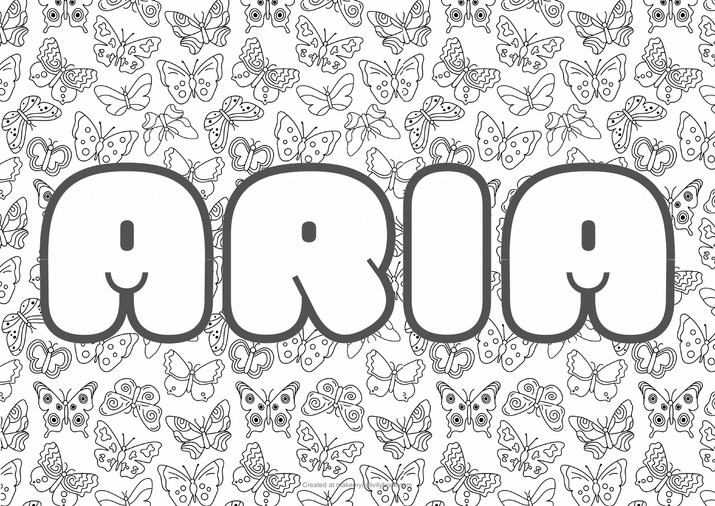 Aria butterflies colouring sheet