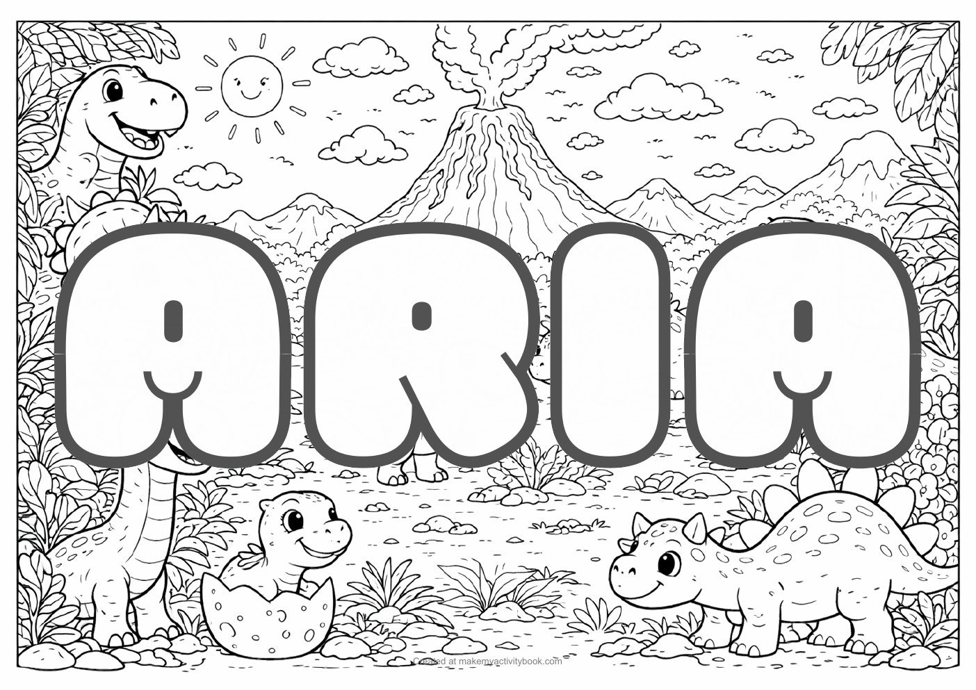 Aria dinosaur colouring sheet