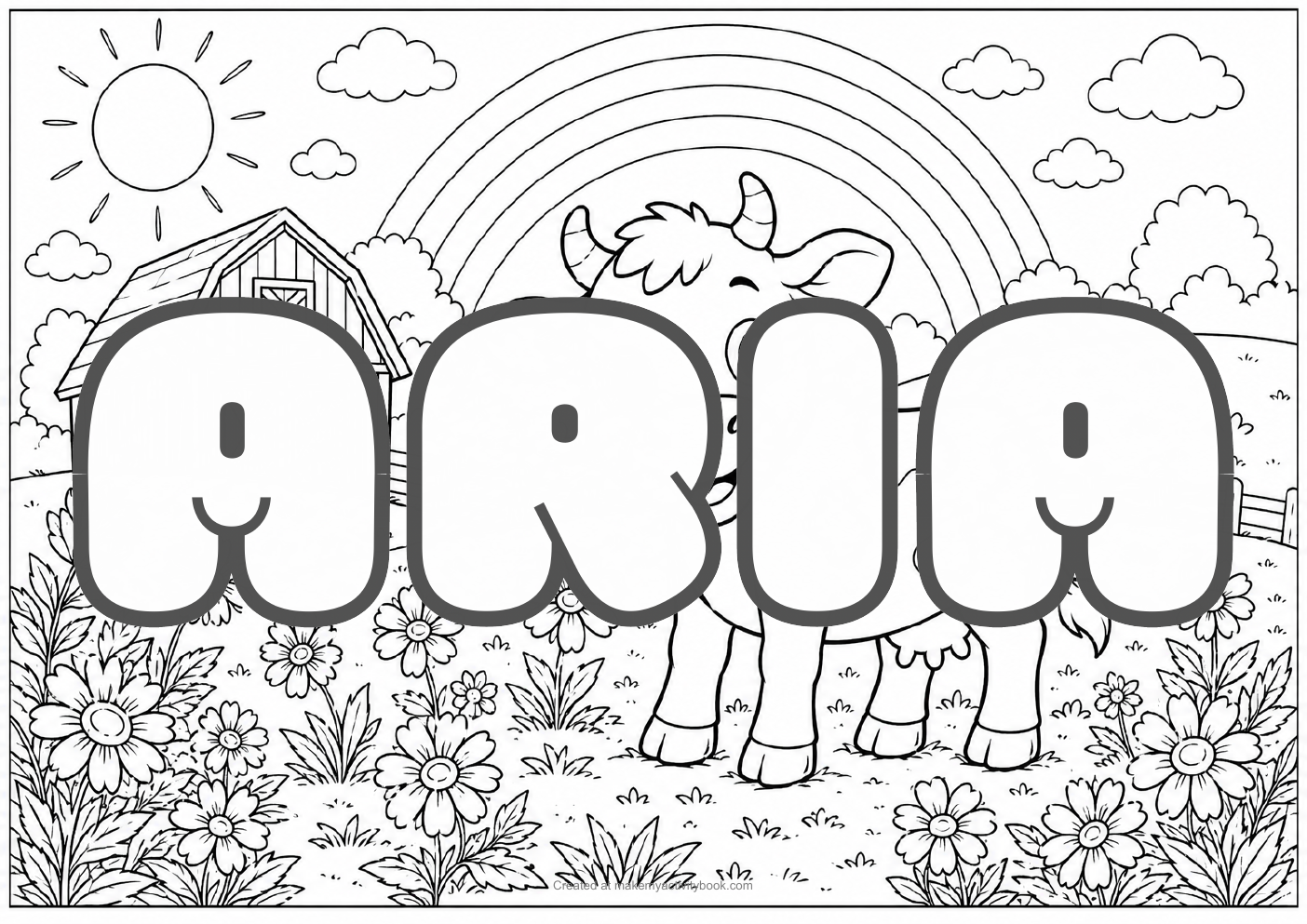 Aria farm colouring sheet