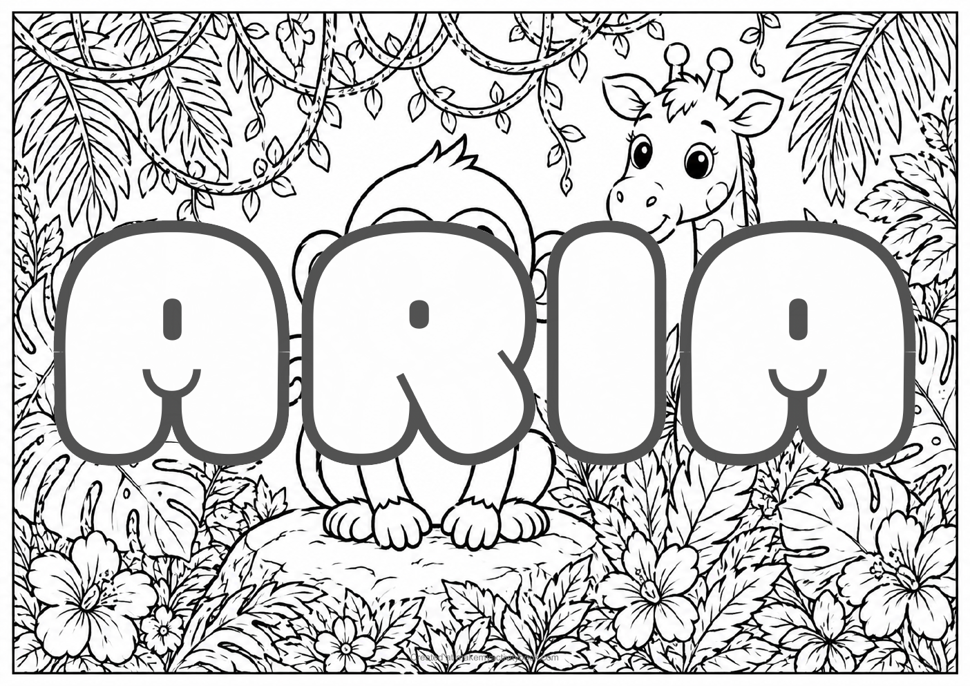 Aria jungle colouring sheet