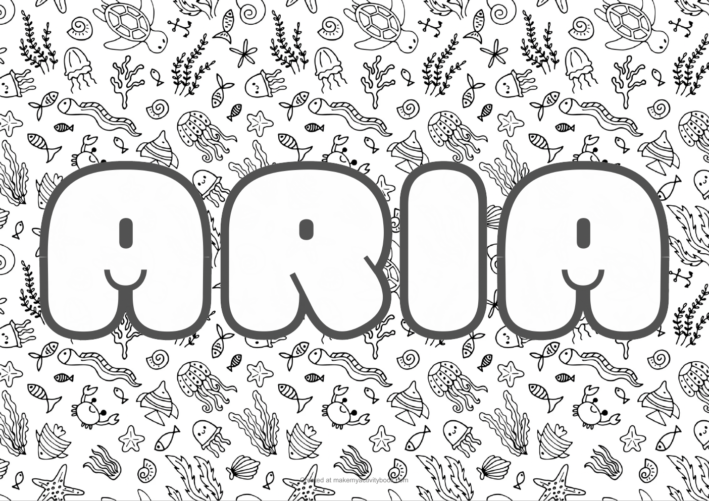 Aria sea colouring sheet