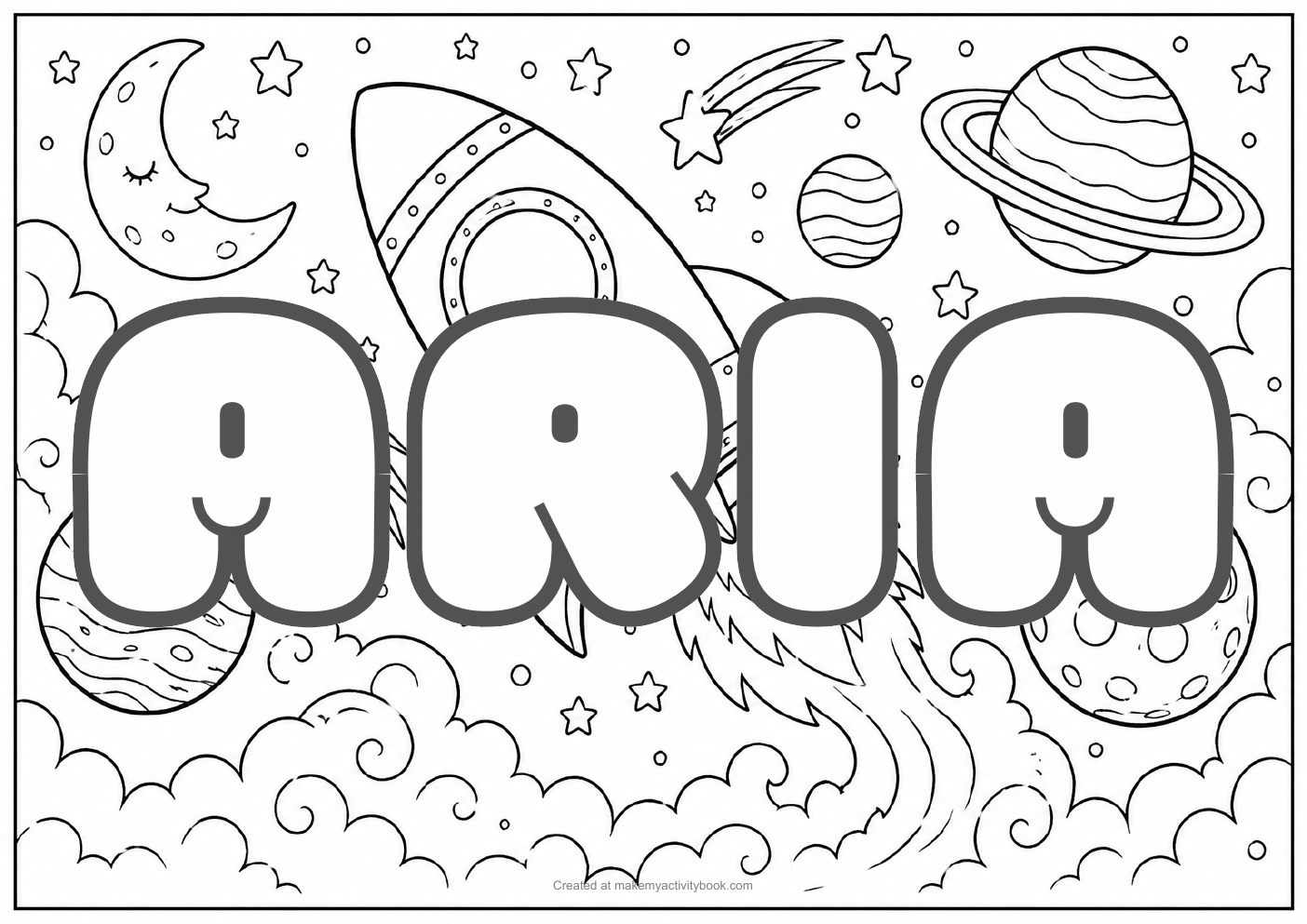 Aria space colouring sheet