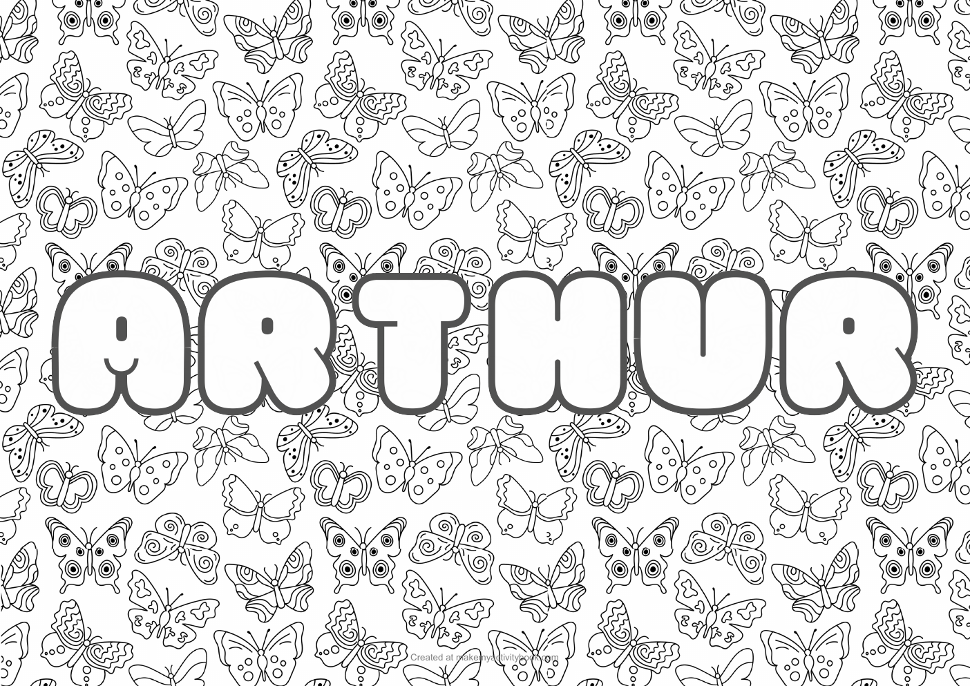 Arthur butterflies colouring sheet