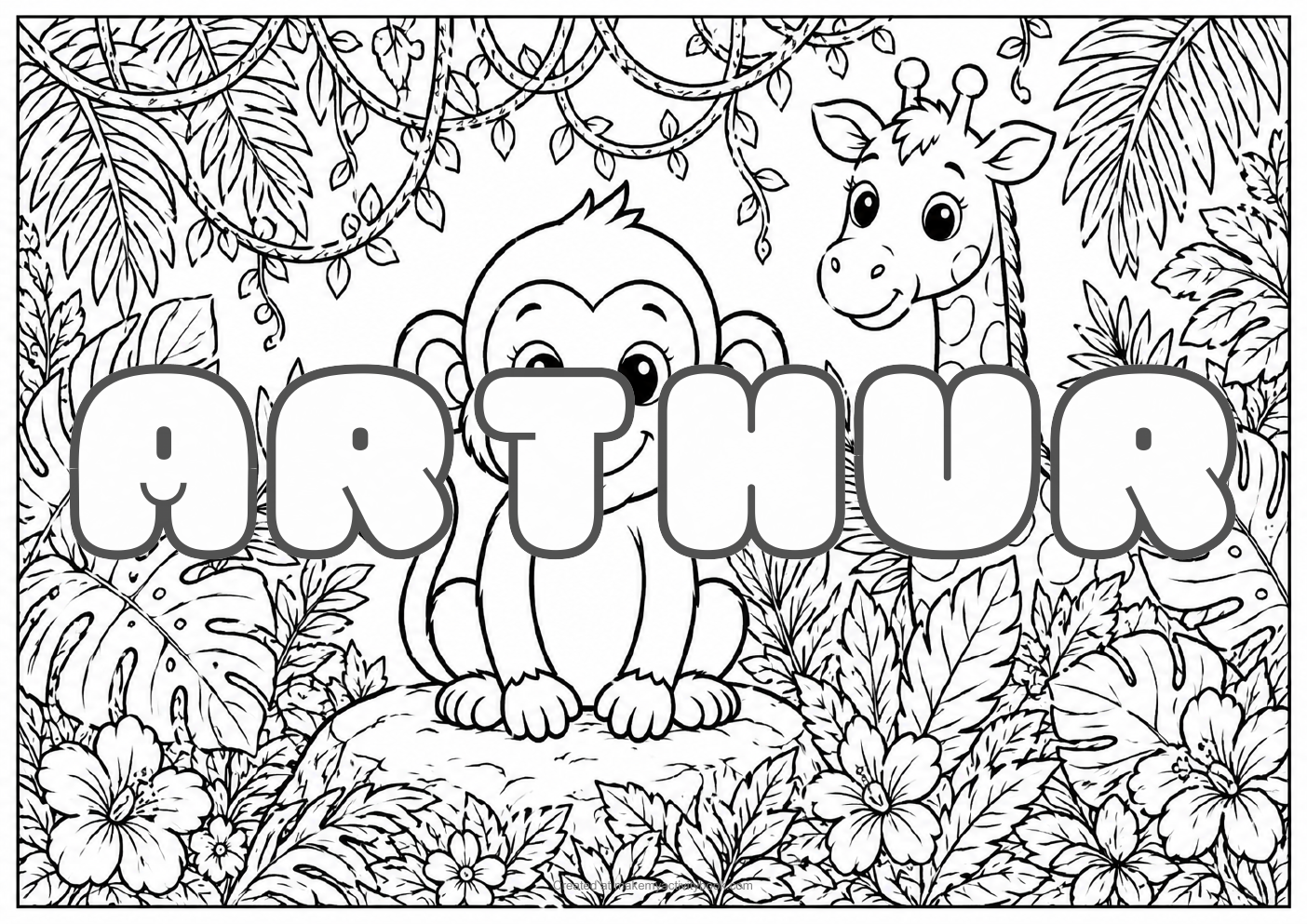 Arthur jungle colouring sheet