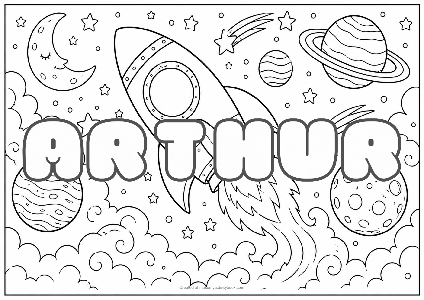 Arthur space colouring sheet