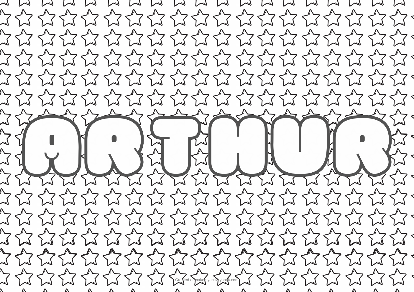 Arthur Bubble letters — Stars border colouring sheet