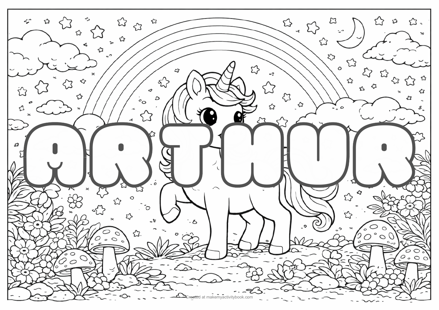 Arthur unicorn colouring sheet