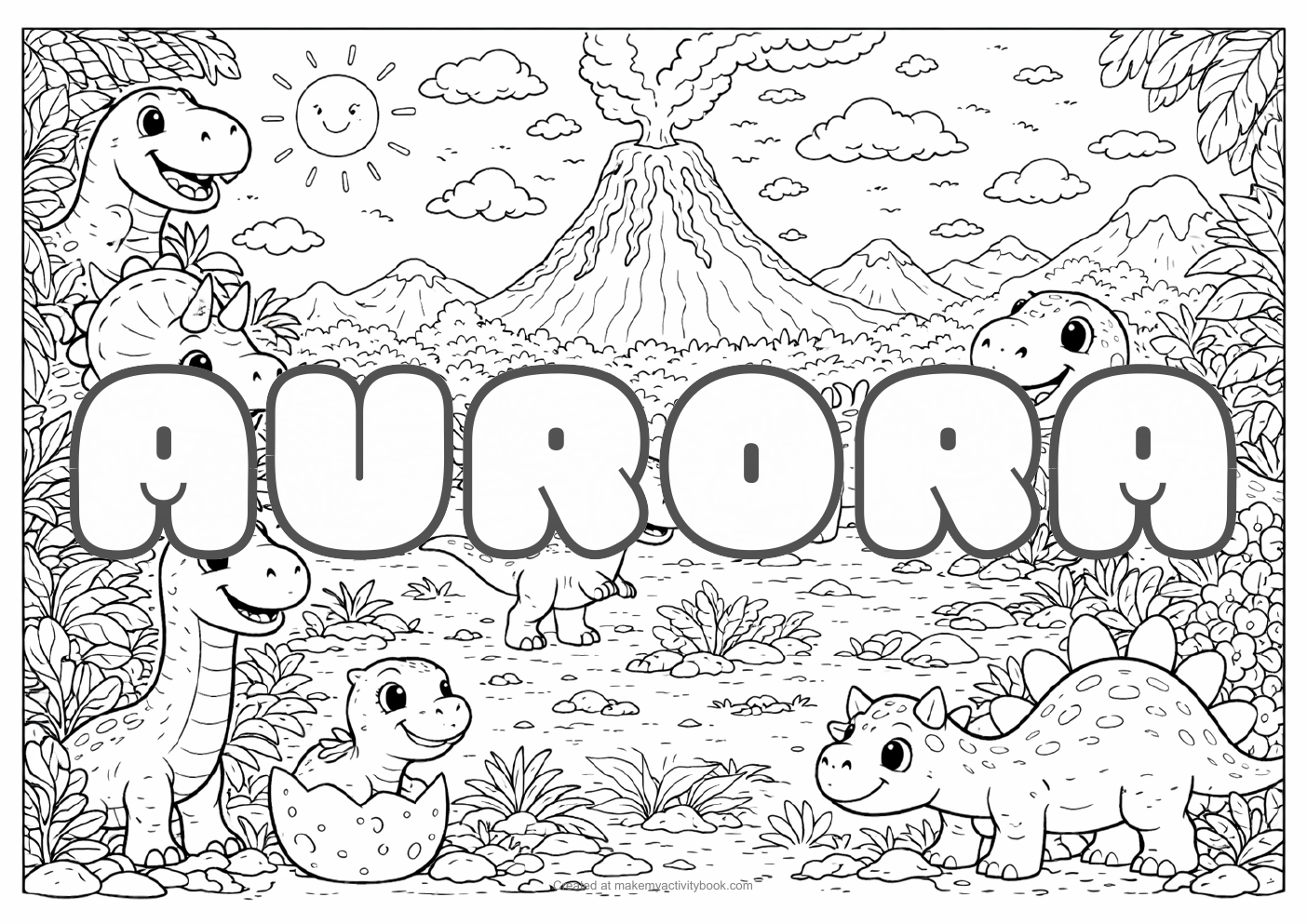 Aurora dinosaur colouring sheet