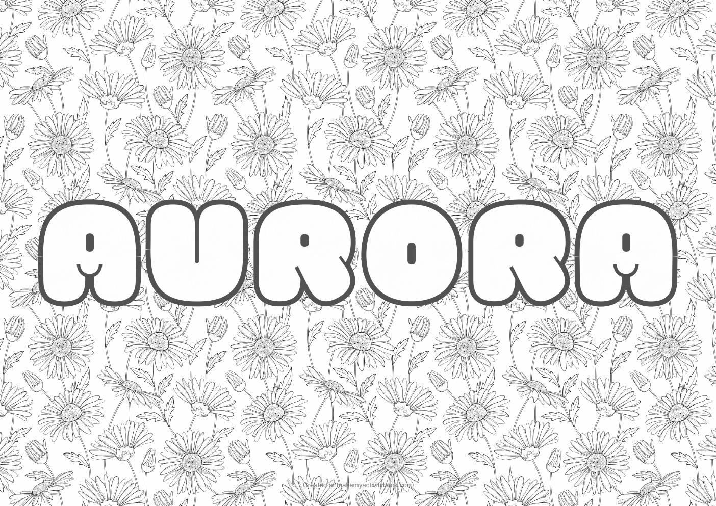 Aurora flowers colouring sheet
